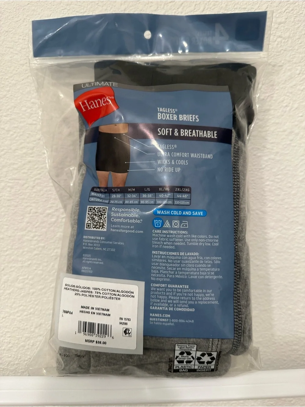 Hanes Black Men's 4-Pack Tagless Boxer Briefs
